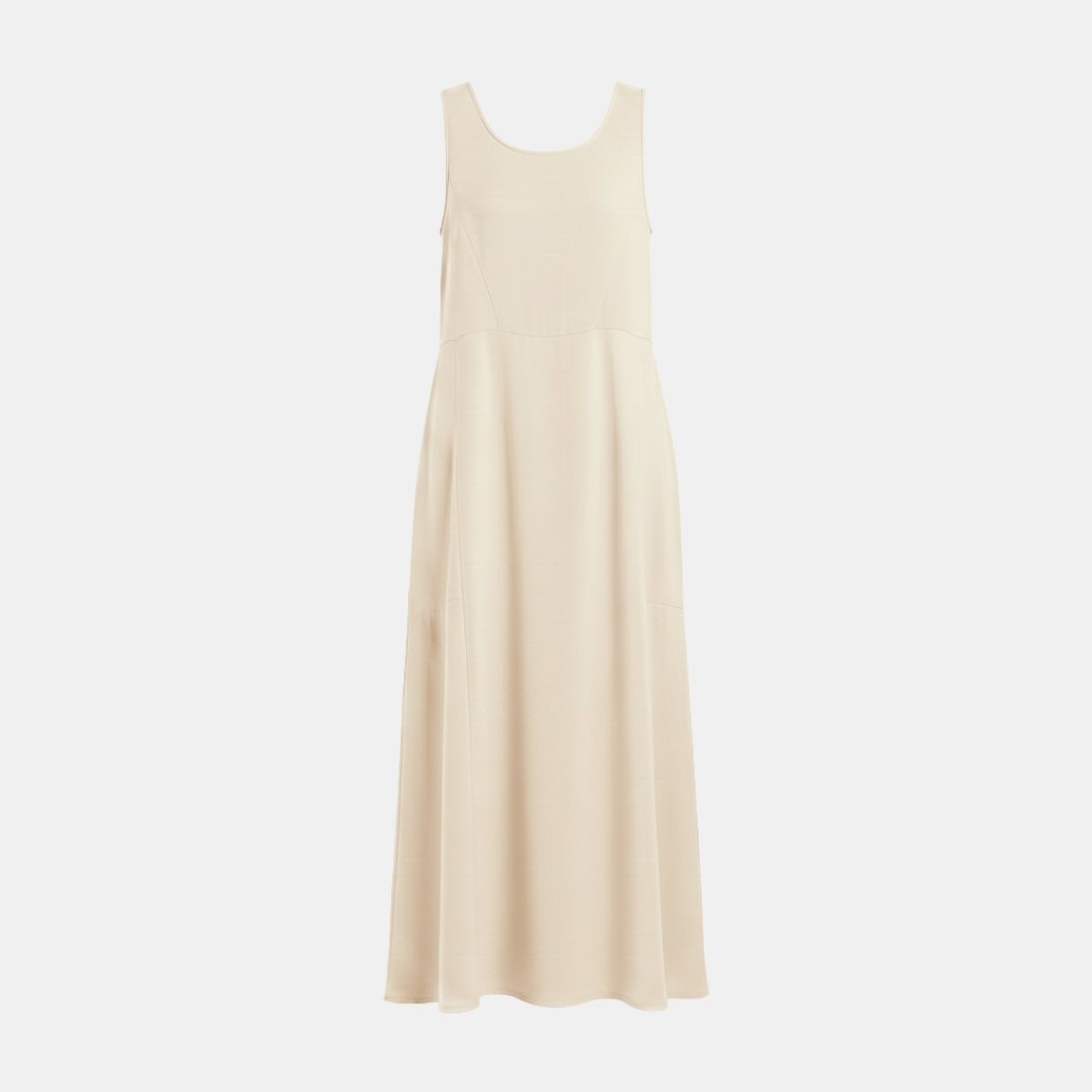Women's Linen Dress - White Relaxed Fit Summer Style for Casual Wear