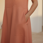 Women's Linen Dress - White Relaxed Fit Summer Style for Casual Wear