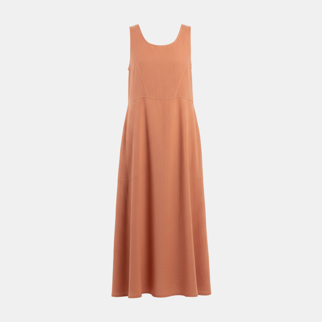 Women's Linen Dress - White Relaxed Fit Summer Style for Casual Wear