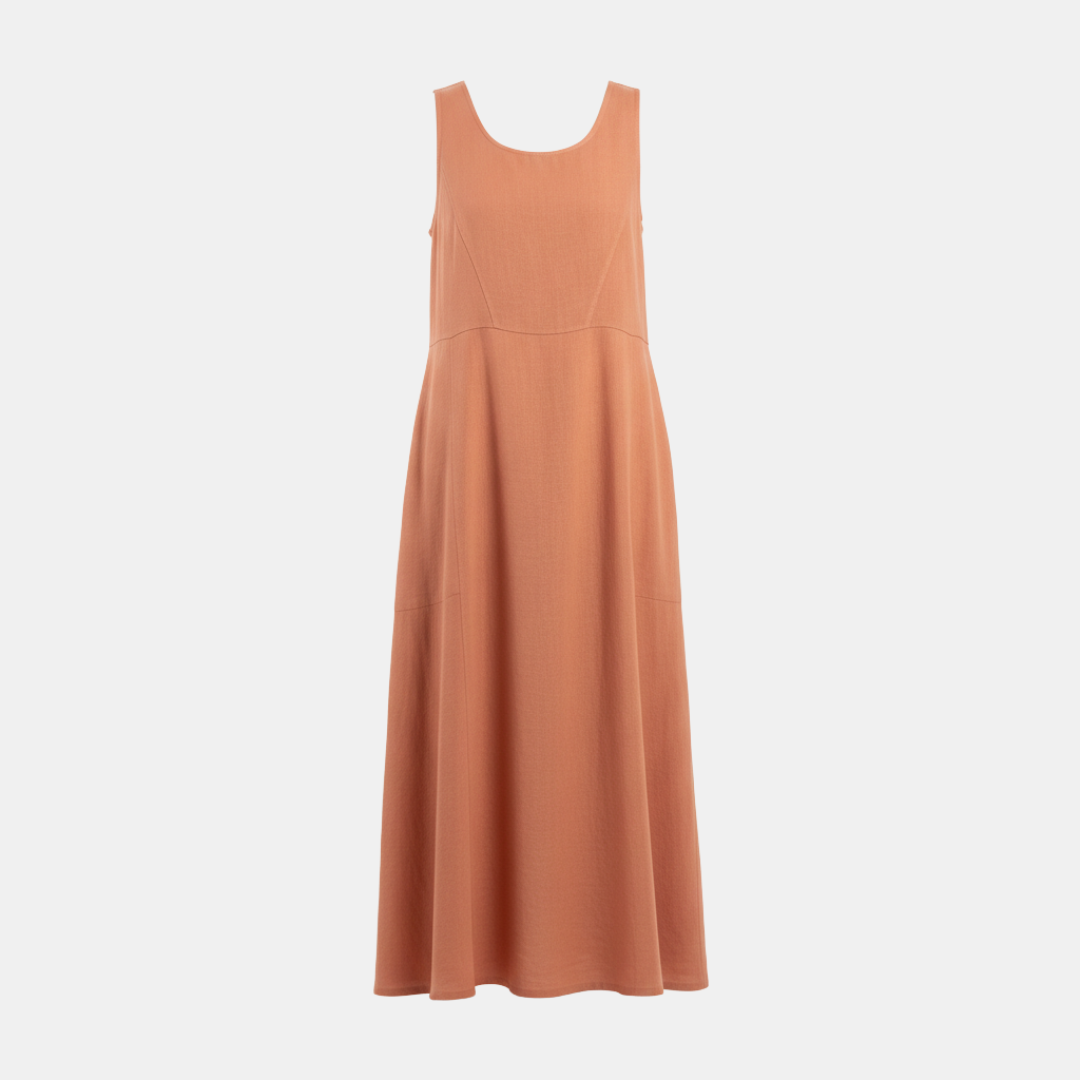 Women's Linen Dress - White Relaxed Fit Summer Style for Casual Wear