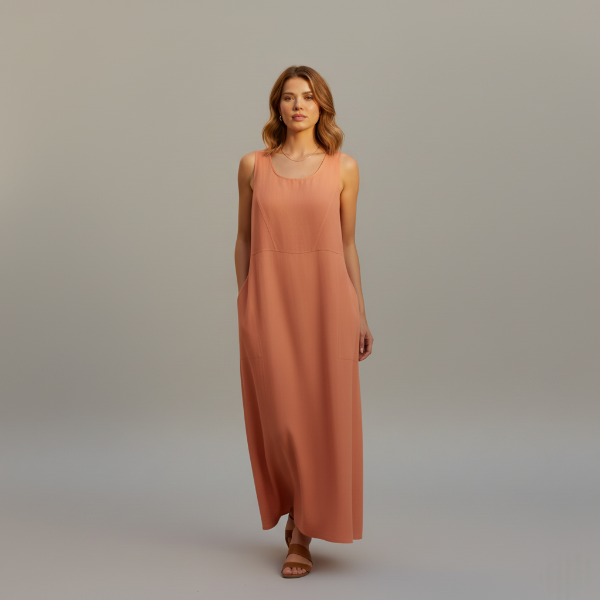Women's Linen Dress - White Relaxed Fit Summer Style for Casual Wear