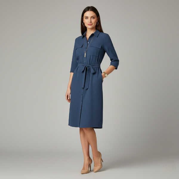 Women's Midi Dress - Soft Fabric, Flattering Fit - Casual & Work Wear - Versatile Evening Style