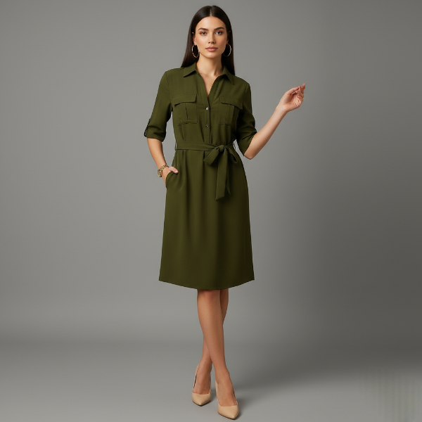Women's Midi Dress - Soft Fabric, Flattering Fit - Casual & Work Wear - Versatile Evening Style