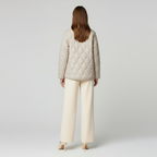 Women's Quilted Jacket - Round Neck, Patch Pockets - Lightweight Outerwear for Casual Wear