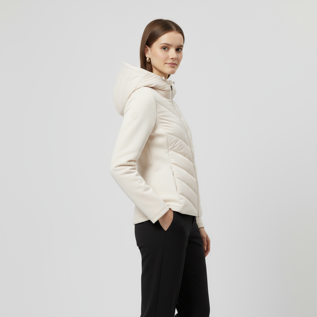 Women's Quilted Windbreaker Jacket with Stretch Sleeves for Outdoor Activities and Casual Wear