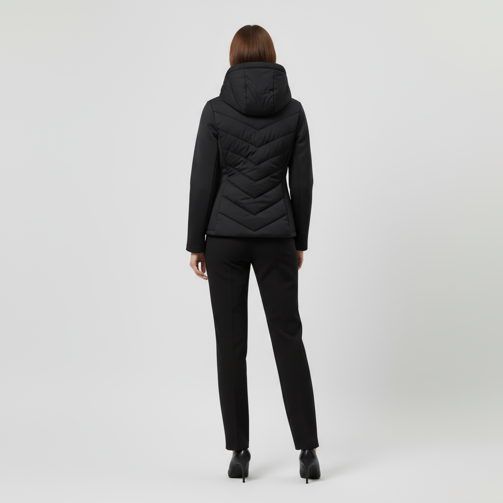 Women's Quilted Windbreaker Jacket with Stretch Sleeves for Outdoor Activities and Casual Wear