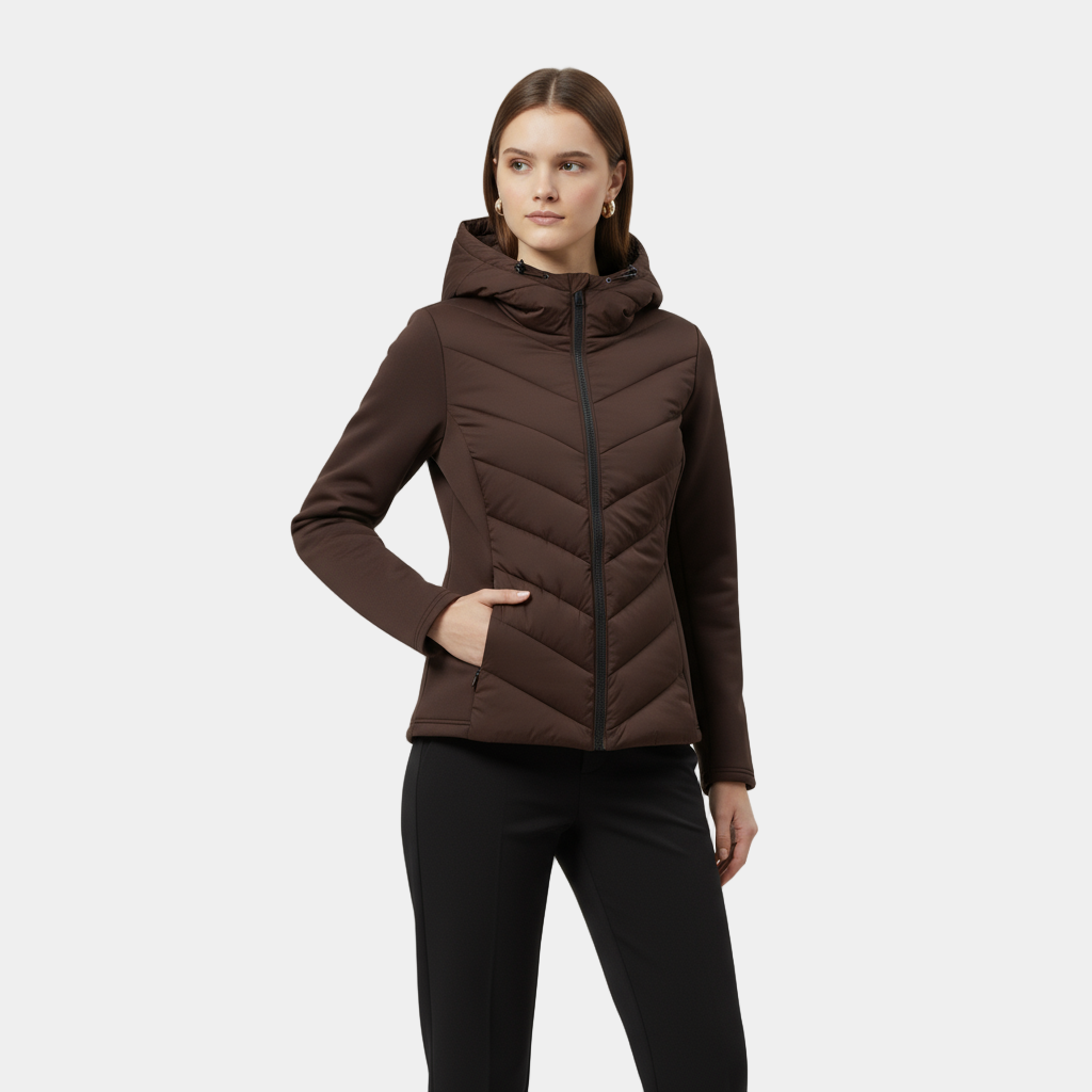 Women's Quilted Windbreaker Jacket with Stretch Sleeves for Outdoor Activities and Casual Wear