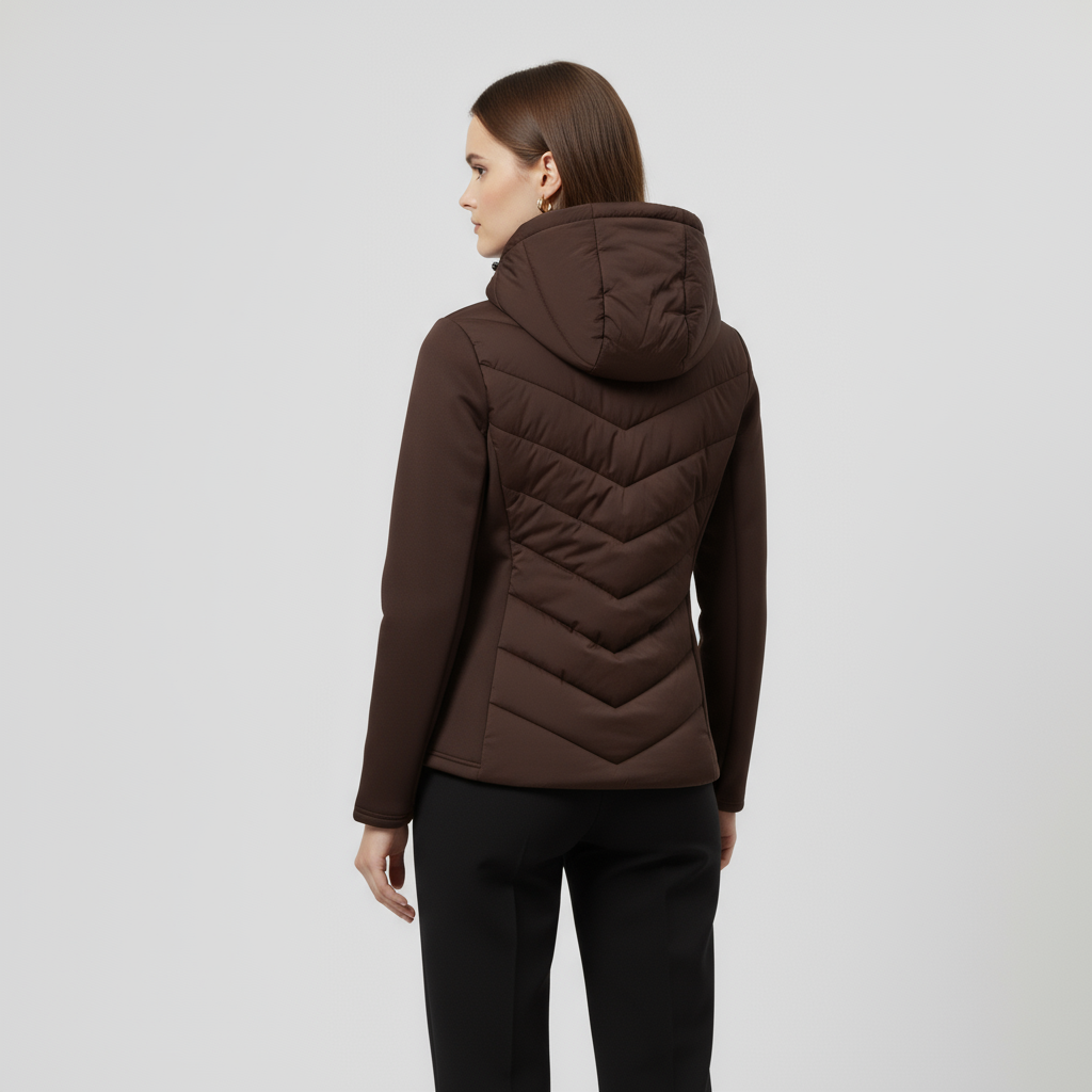 Women's Quilted Windbreaker Jacket with Stretch Sleeves for Outdoor Activities and Casual Wear