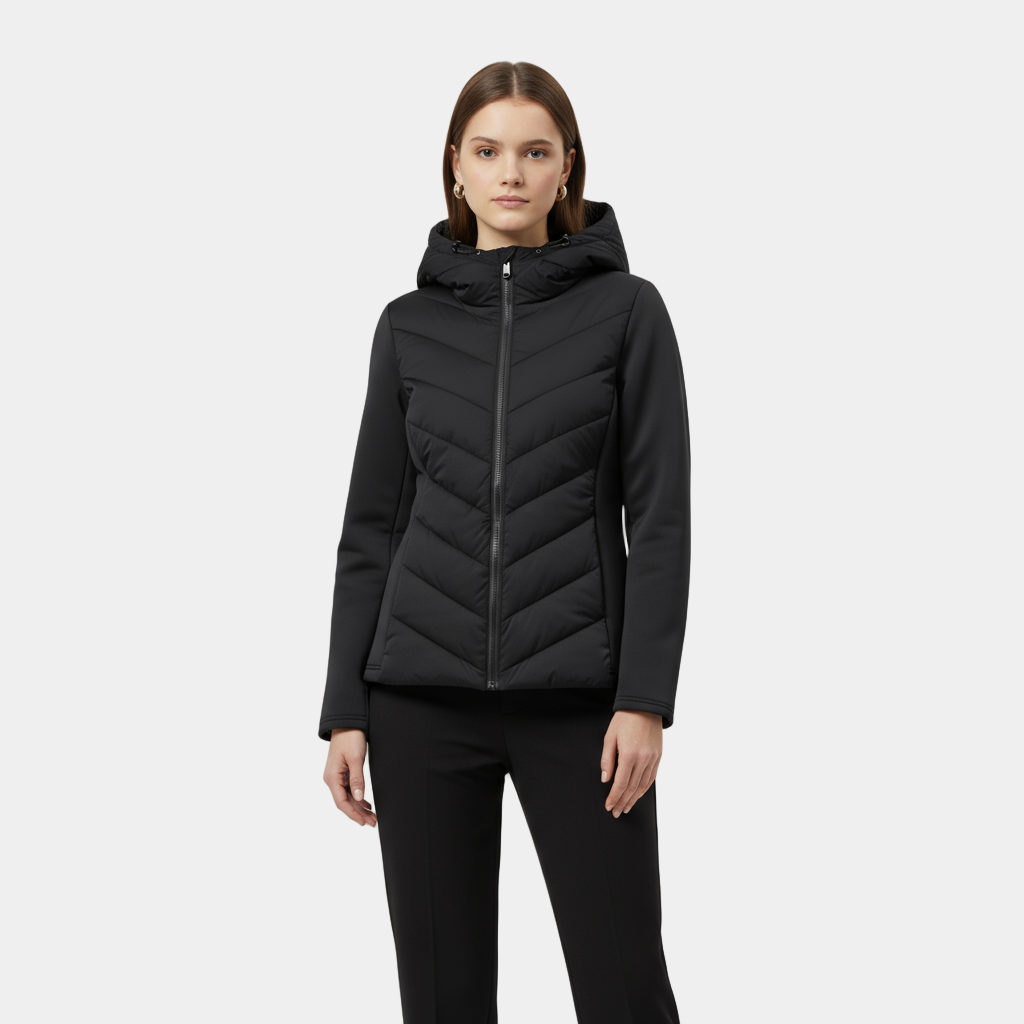 Women's Quilted Windbreaker Jacket with Stretch Sleeves for Outdoor Activities and Casual Wear