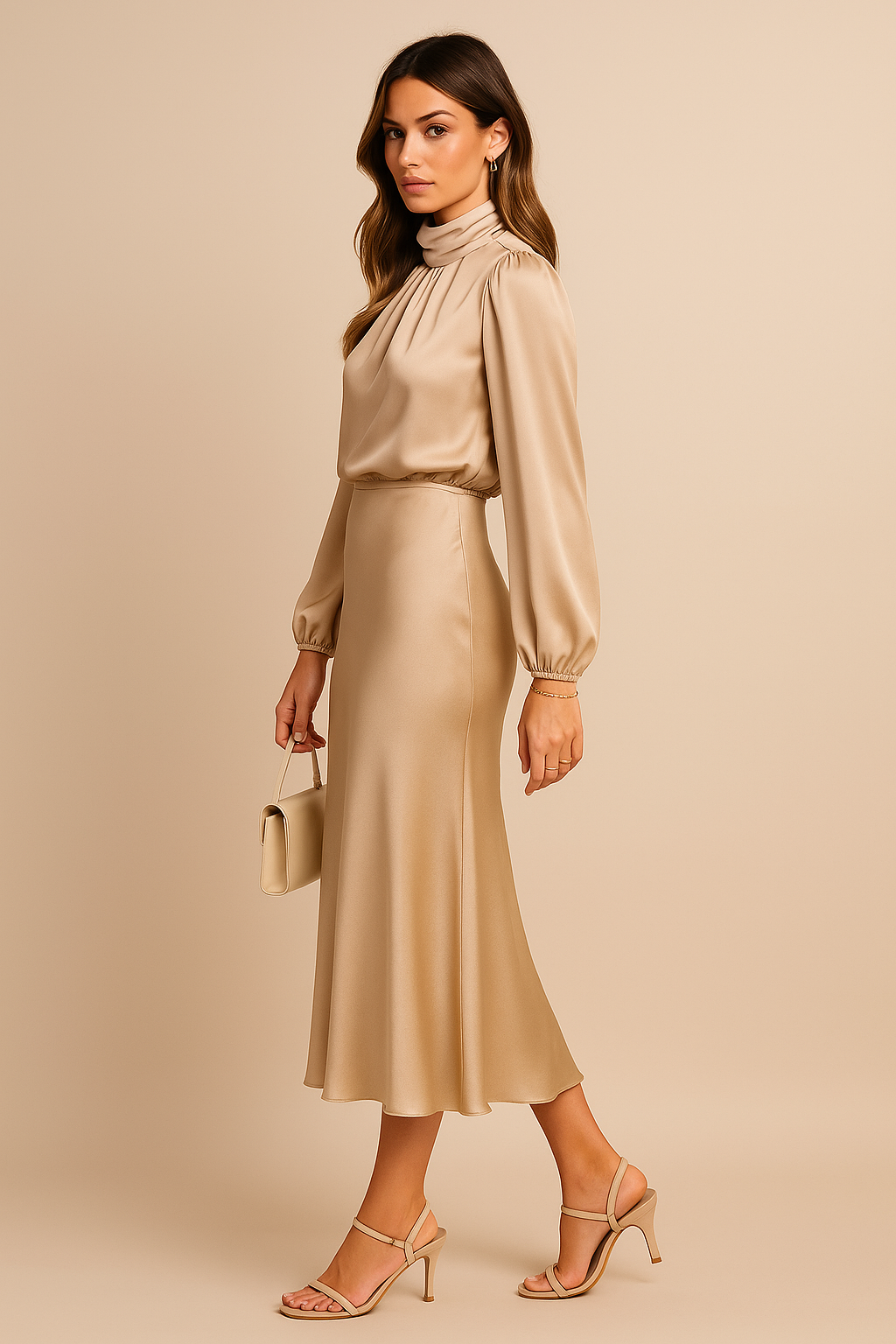 Women's Satin Midi Dress with Adjustable Straps - Casual Style for Everyday Wear