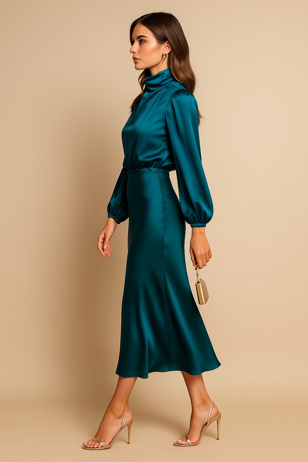 Women's Satin Midi Dress with Adjustable Straps - Casual Style for Everyday Wear
