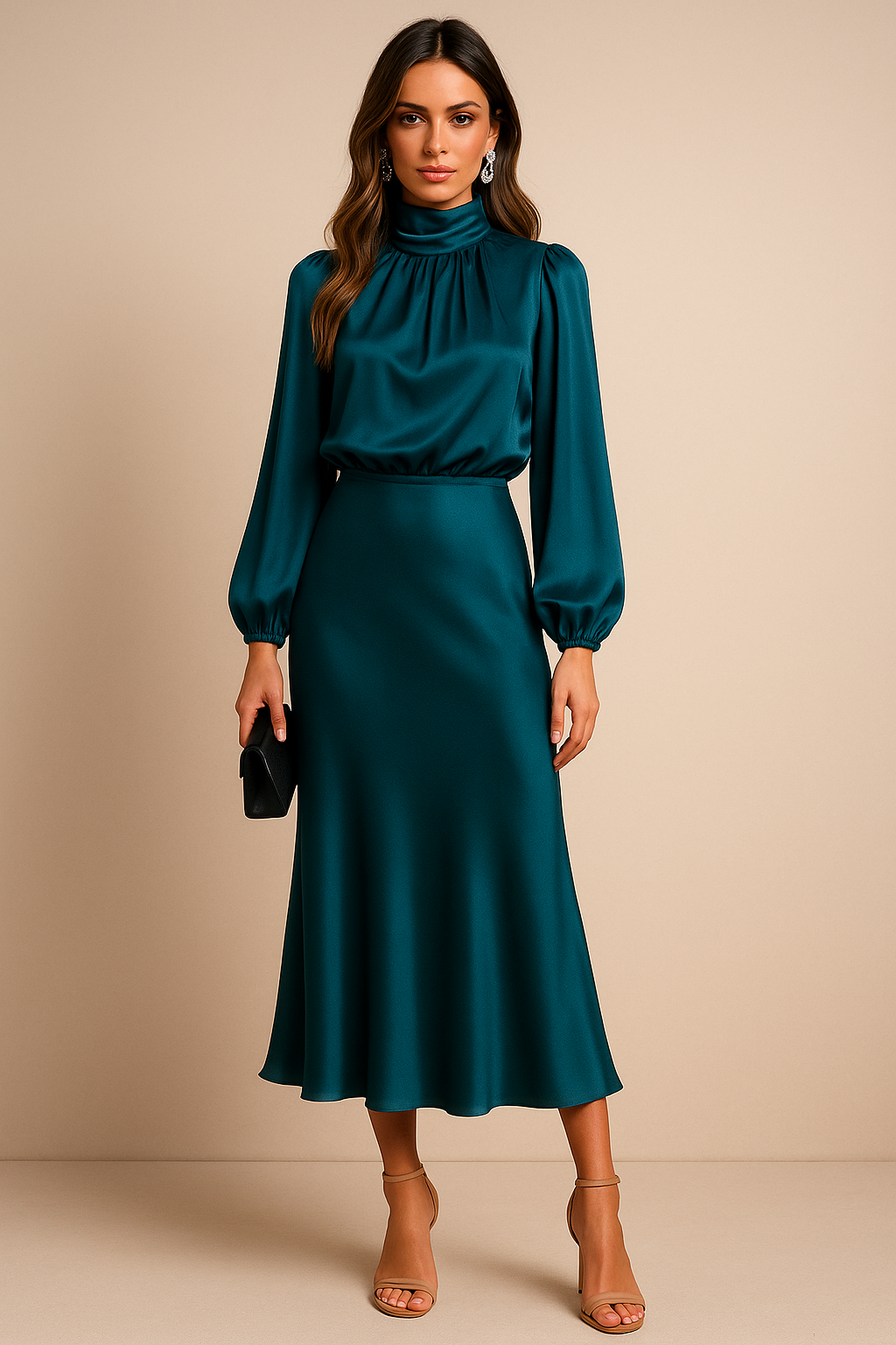 Women's Satin Midi Dress with Adjustable Straps - Casual Style for Everyday Wear