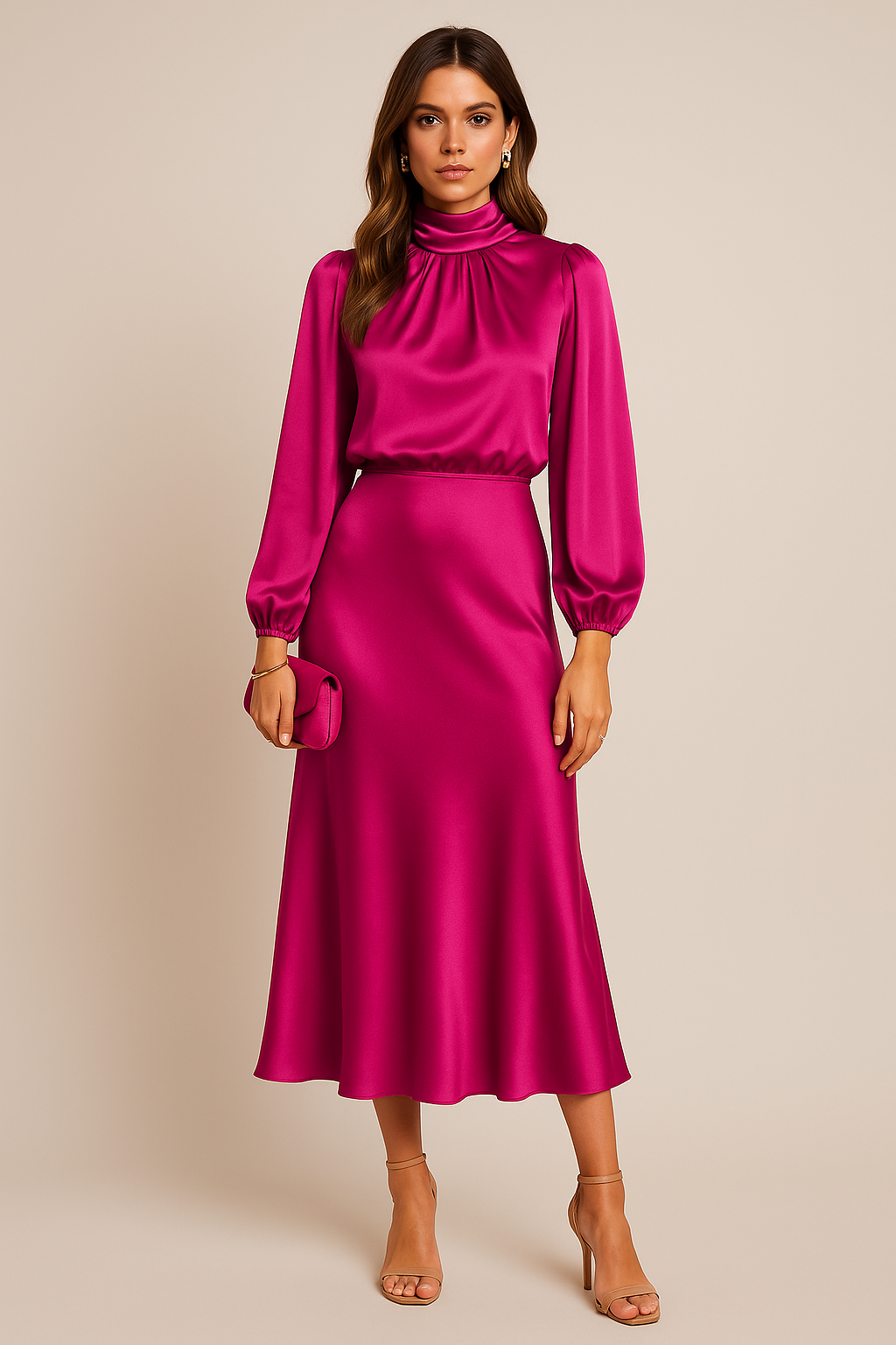 Women's Satin Midi Dress with Adjustable Straps - Casual Style for Everyday Wear
