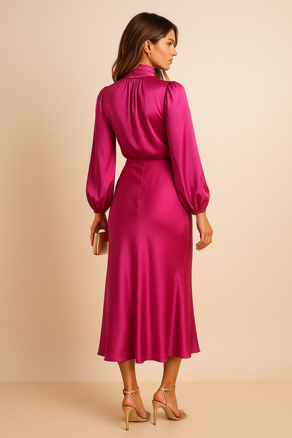 Women's Satin Midi Dress with Adjustable Straps - Casual Style for Everyday Wear