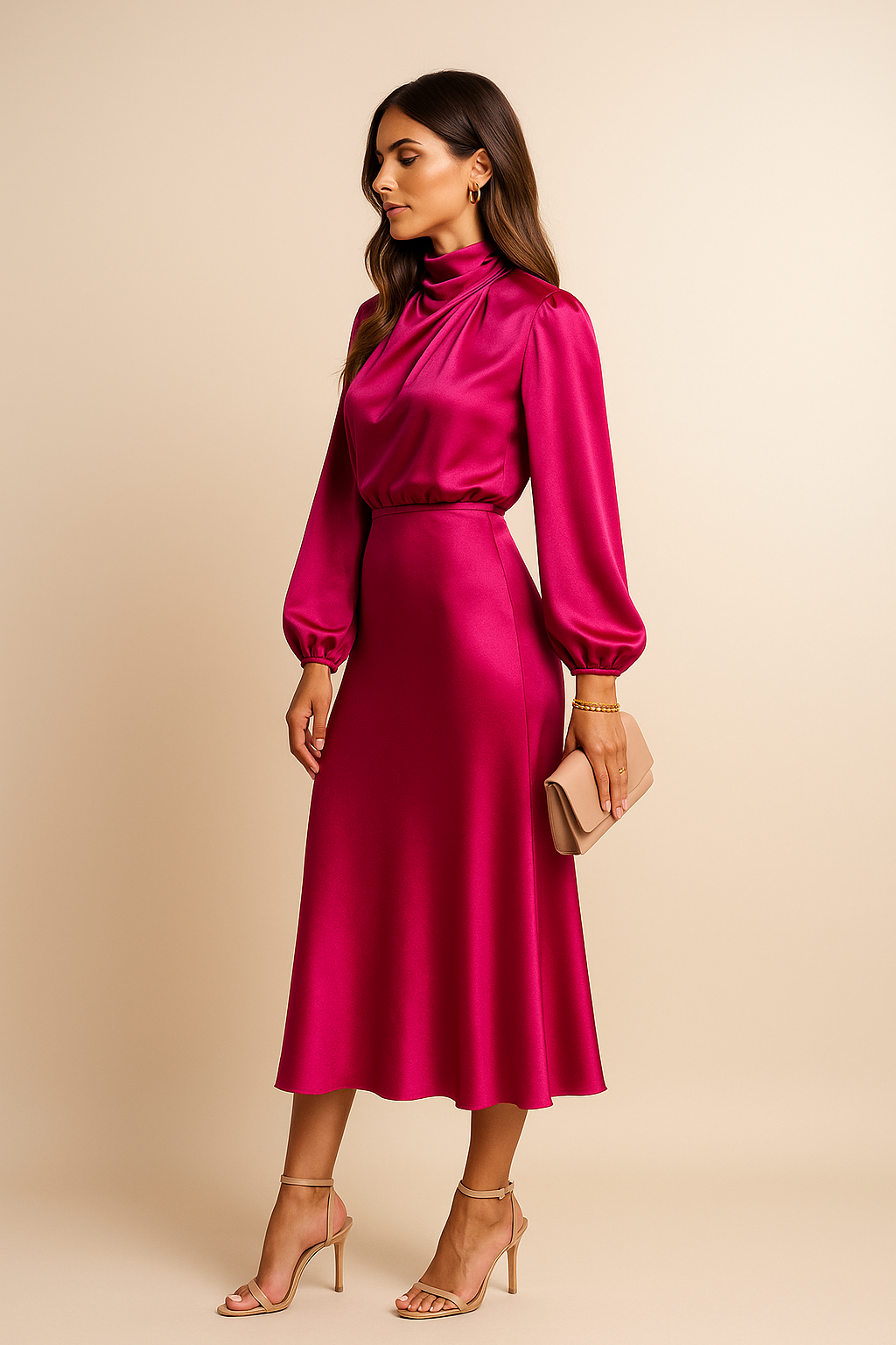 Women's Satin Midi Dress with Adjustable Straps - Casual Style for Everyday Wear