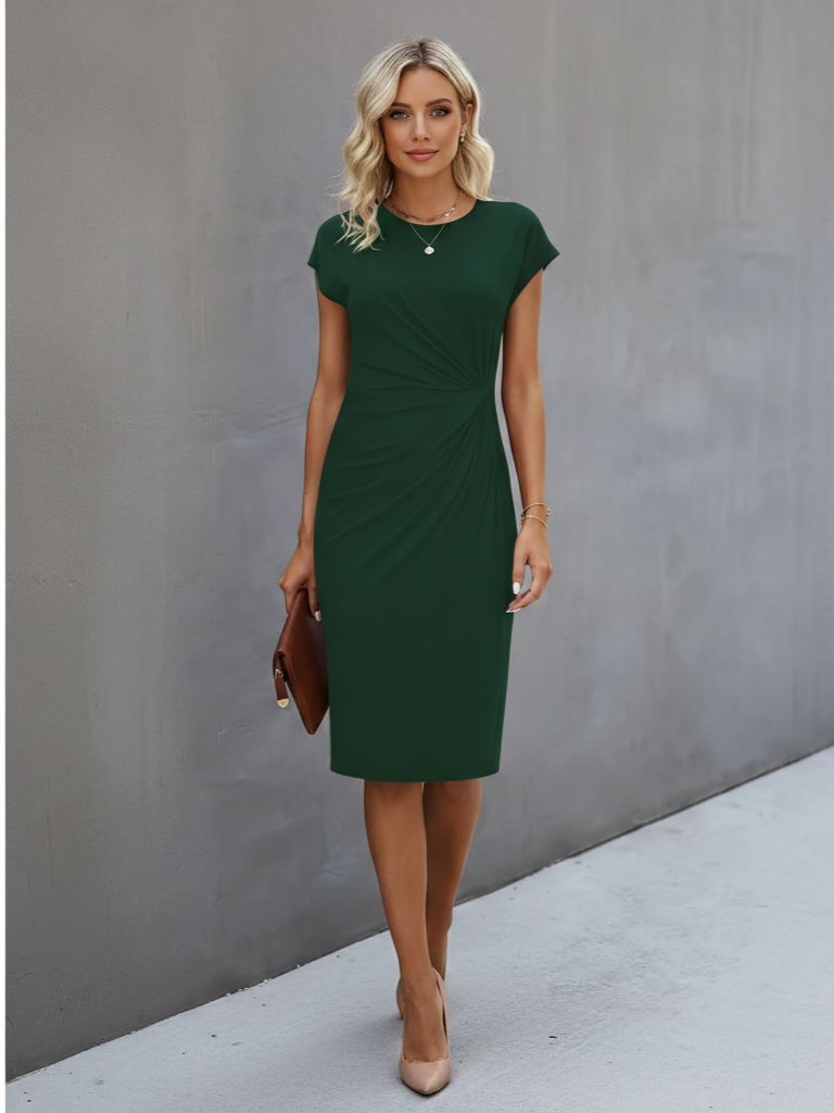 Women's Short Sleeve Midi Dress - Lightweight Cotton Casual Wear for Everyday Style