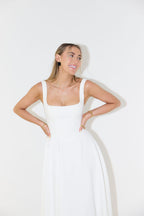 Women's Sleeveless Midi Dress with Square Neckline - Casual Summer Fashion for Everyday Wear
