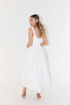 Women's Sleeveless Midi Dress with Square Neckline - Casual Summer Fashion for Everyday Wear