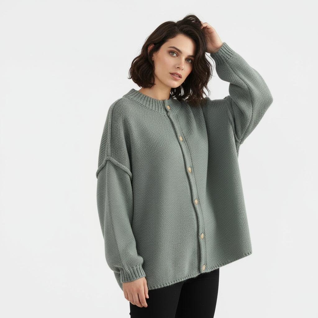 Women's Soft Knitted Oversized Cardigan for Casual Wear - Cozy Layering Piece