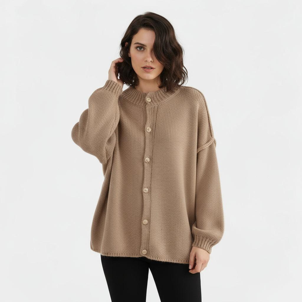 Women's Soft Knitted Oversized Cardigan for Casual Wear - Cozy Layering Piece
